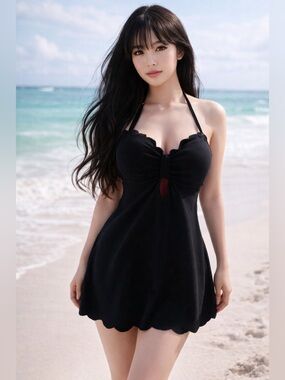 Jessica Simpson convertible strapless scalloped mini dress pin up swimsuit